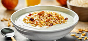 Bowl of muesli with yogurt and nuts