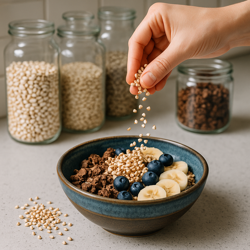 Gepuffter Buchweizen bio im Müsli mit Banane