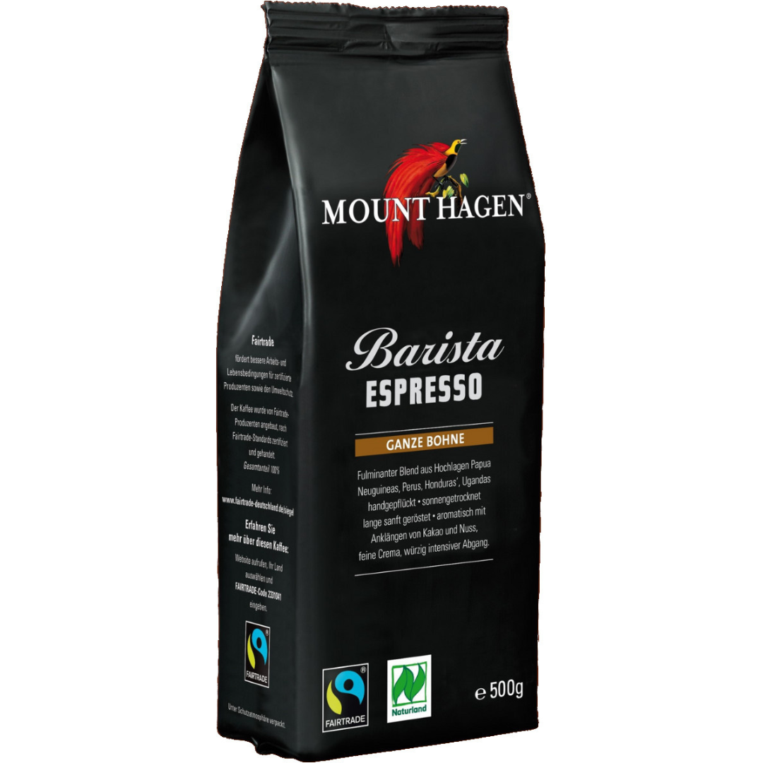 Espressobønner Barista økologisk Naturland Fairtrade Mount Hagen 6x500g