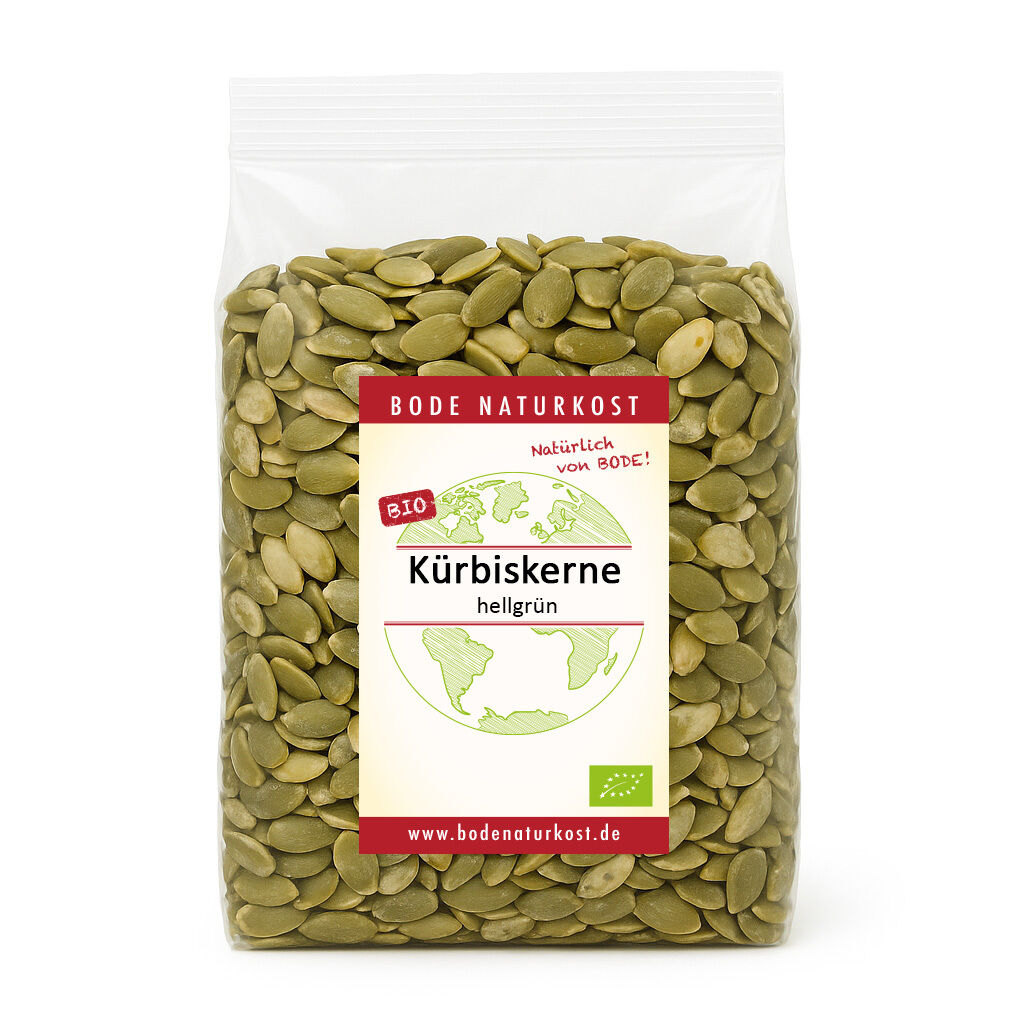 Bag of organic light-green pumpkin seeds