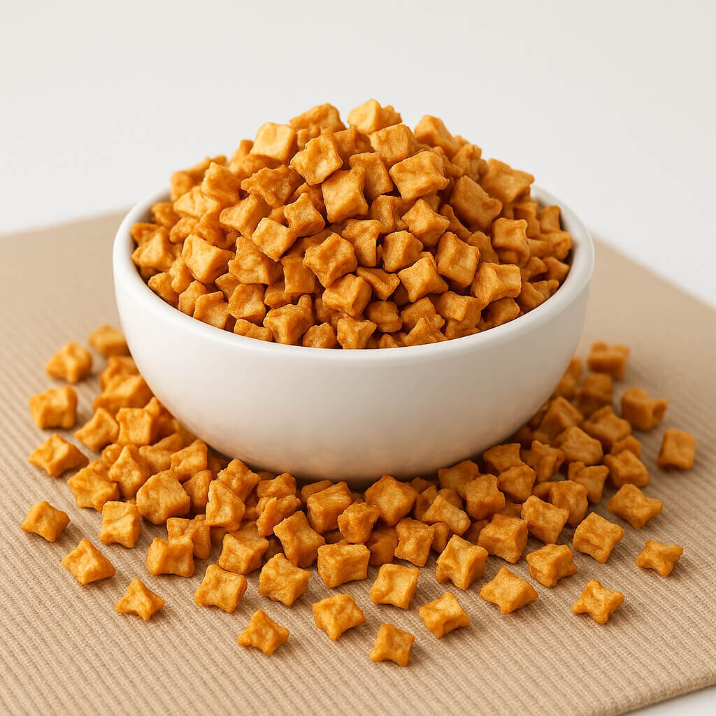 White bowl filled with star-shaped savoury crackers