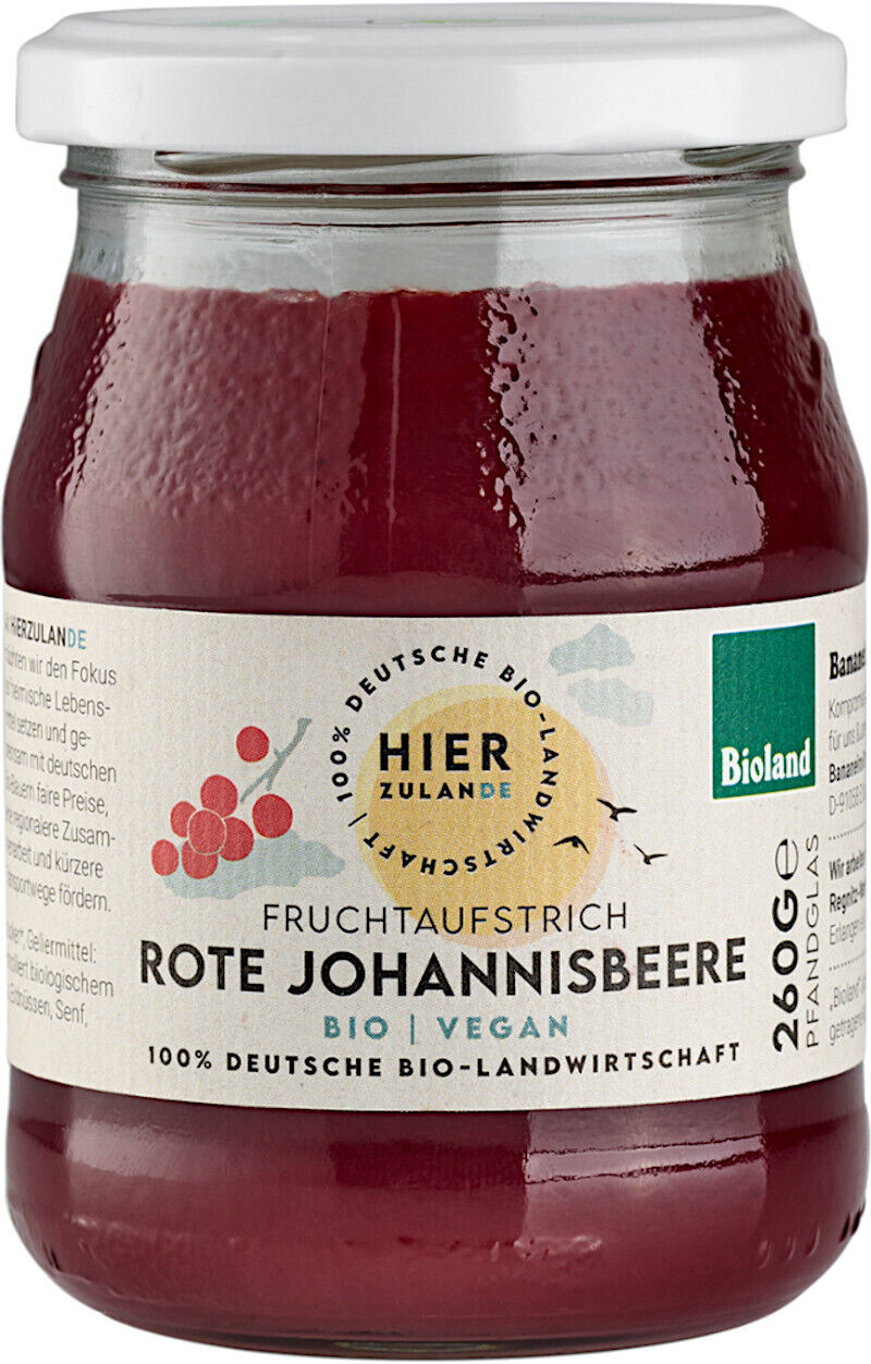 Organic Red Currant Fruit Spread - Bioland Local Produce 6x260g