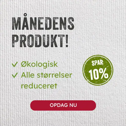 Reklamebillede med fokus på månedens økologiske produkt med 10% rabat