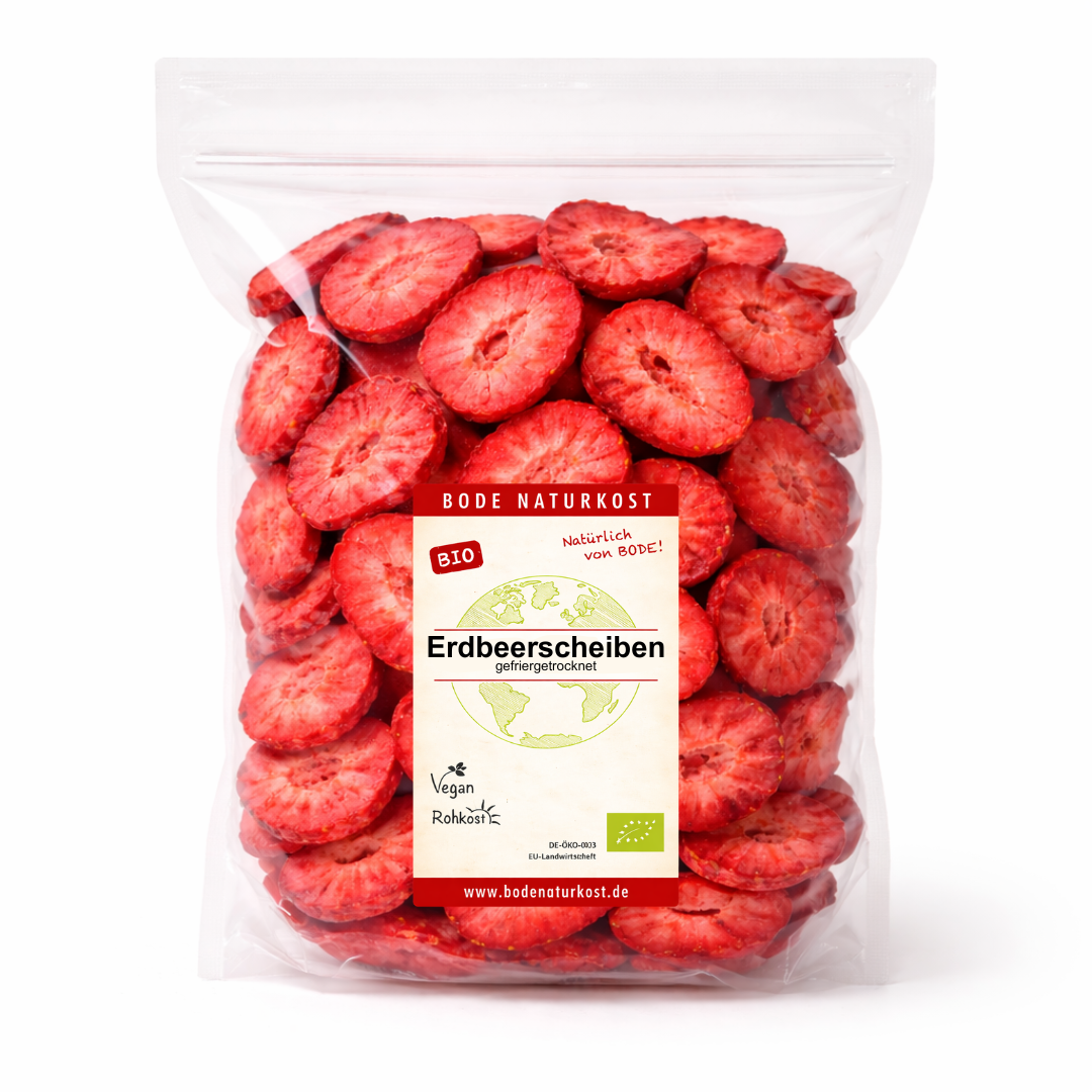 Frysetørrede jordbærskiver, økologiske, 500 g