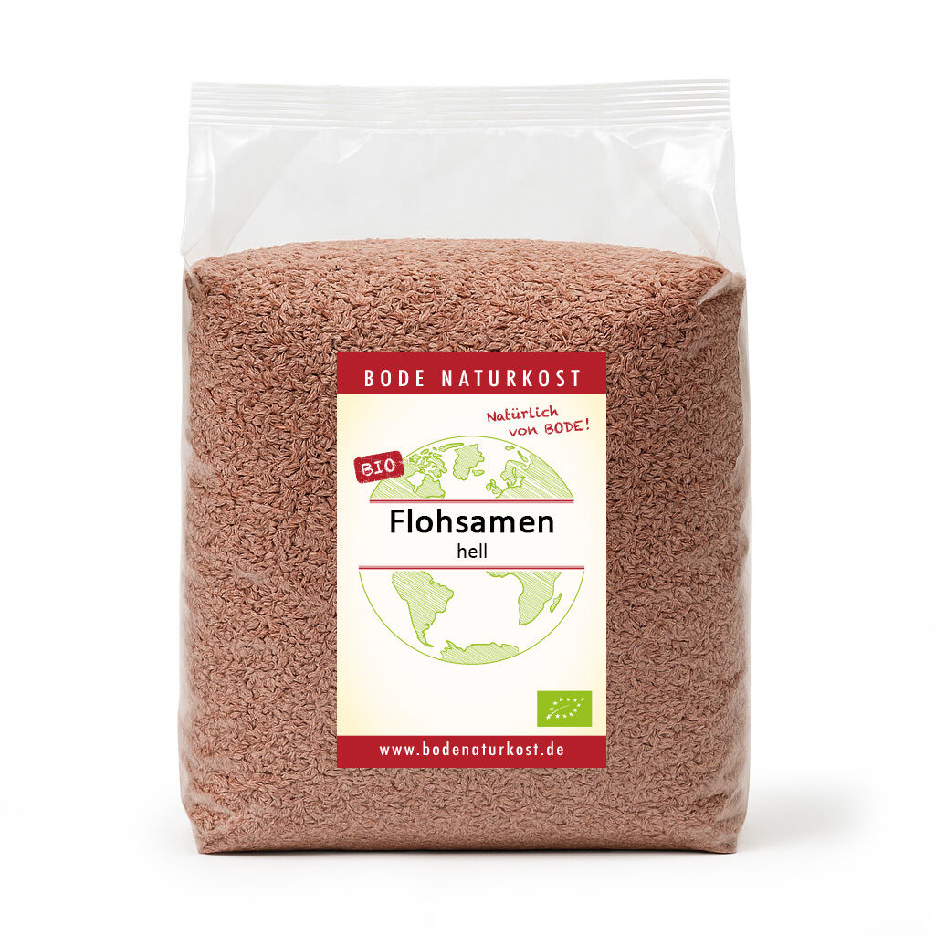 Pack of organic light psyllium husks in plastic bag