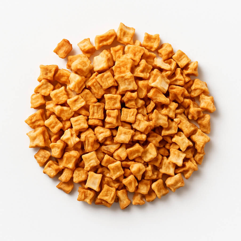 Pile of small golden crunchy snack pillows