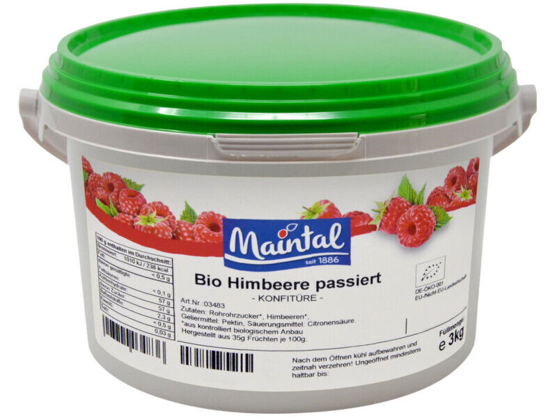Organic Raspberry Jam Maintal 3kg with German Organic Sugar