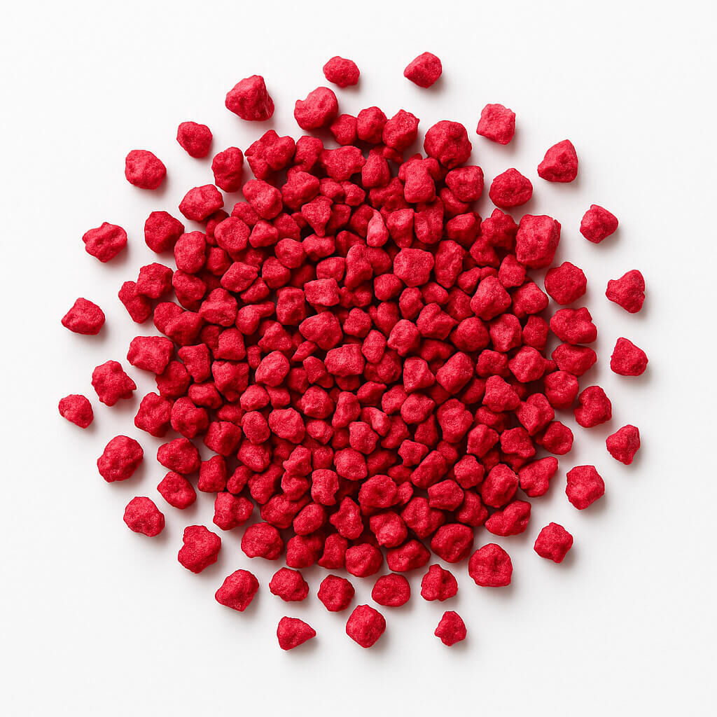 Red confectionery granules