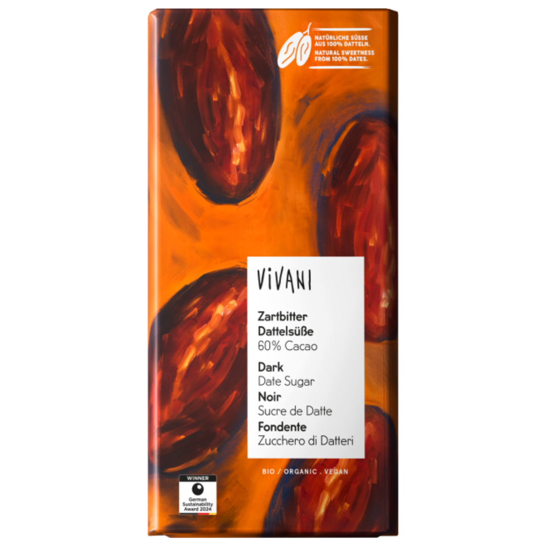 Vivani Zartbitter 60% mit Dattelsüße, bio & vegan