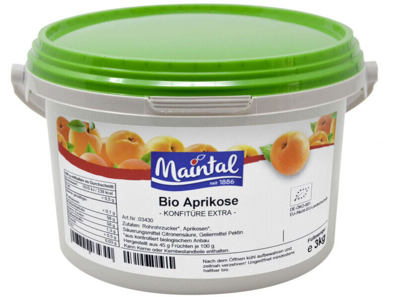 Organic Apricot Jam Maintal 3kg with German Organic Sugar