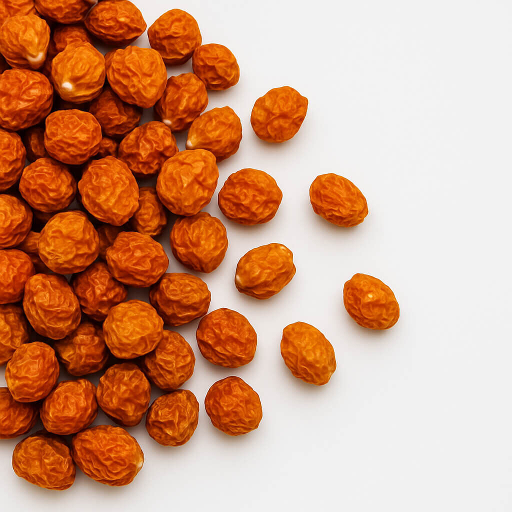 Dried golden berries on white background