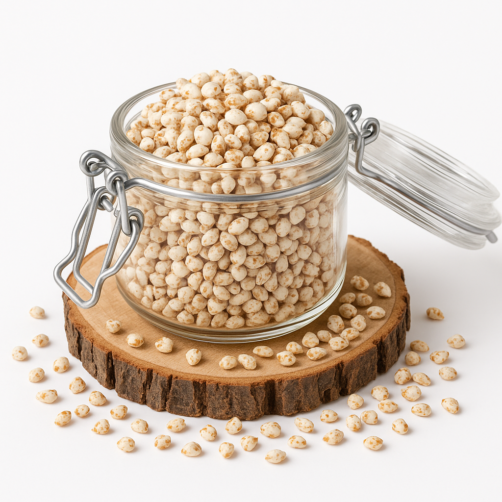 Gepuffter Buchweizen bio im Glas, nussig, für Müsli