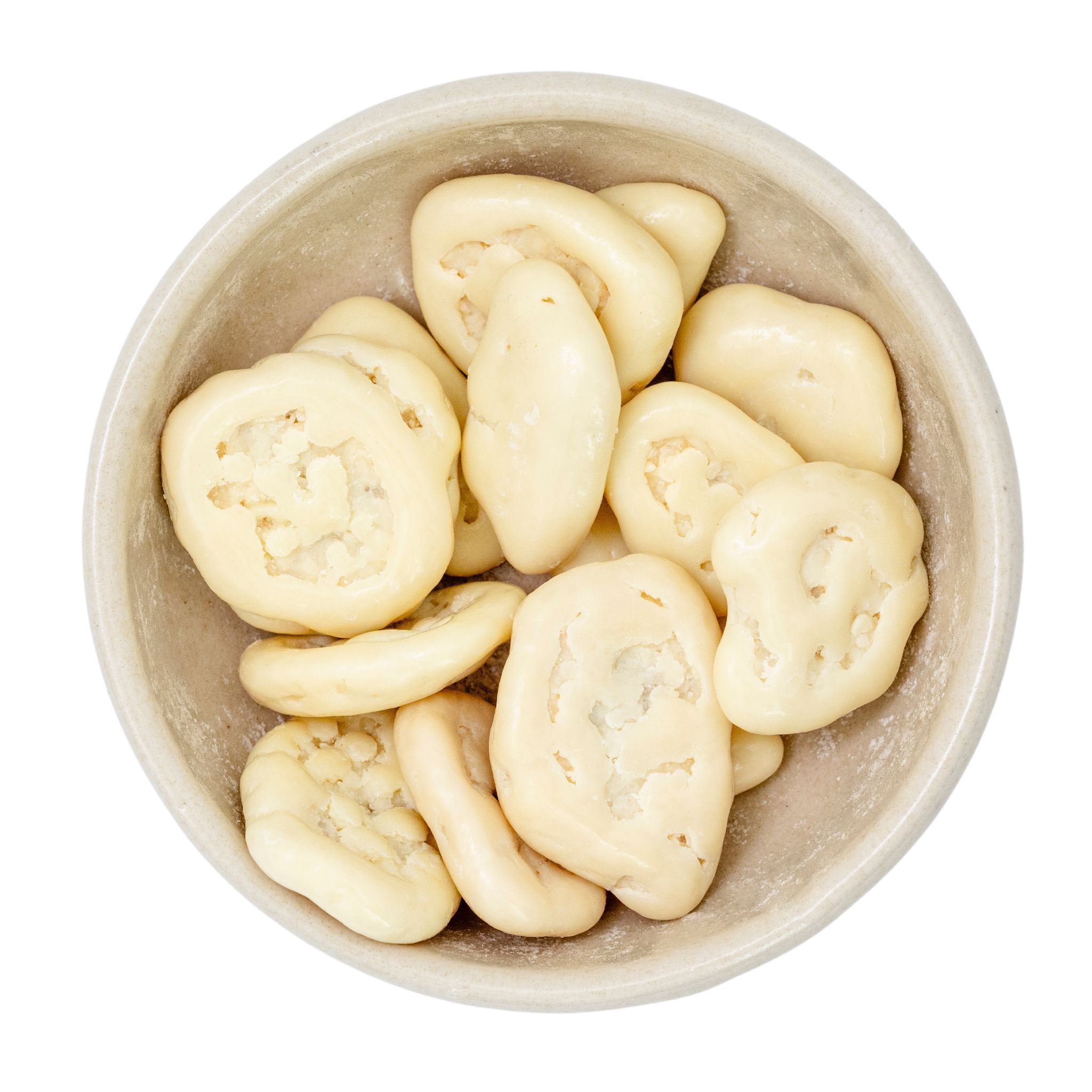 Økologiske bananchips i hvid chokolade, 1 kg