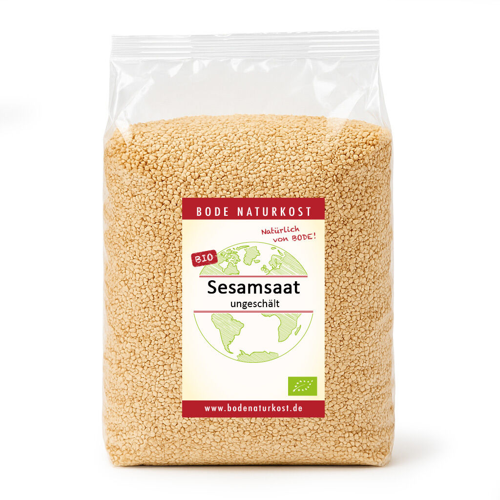 Pack of organic unhulled sesame seeds