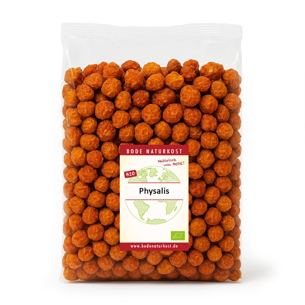 Organic dried physalis bag with label