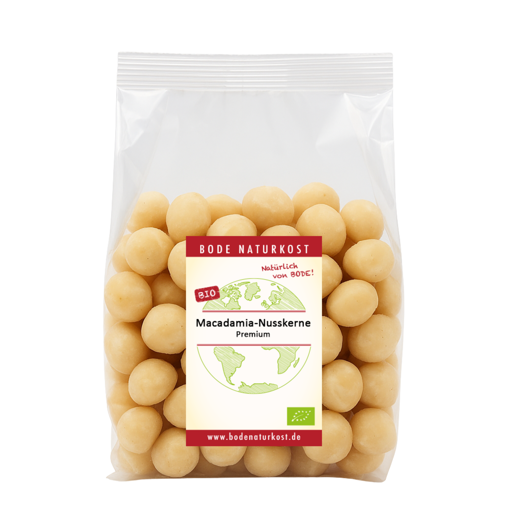Macadamia-Nusskerne natur bio Premium, gartenkompostierbarer Beutel 6x100g