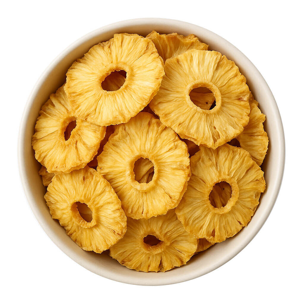 Bowl of dried pineapple rings