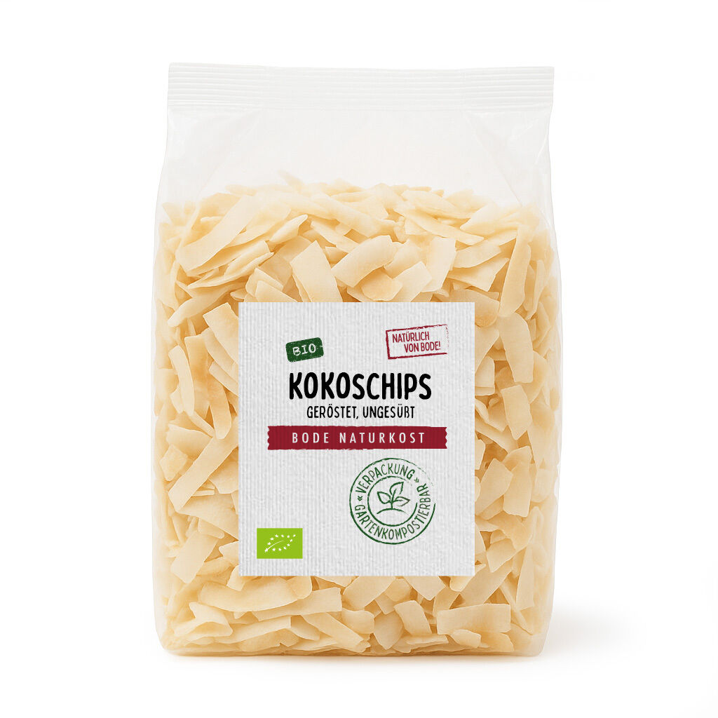 Pack of organic roasted unsweetened coconut chips