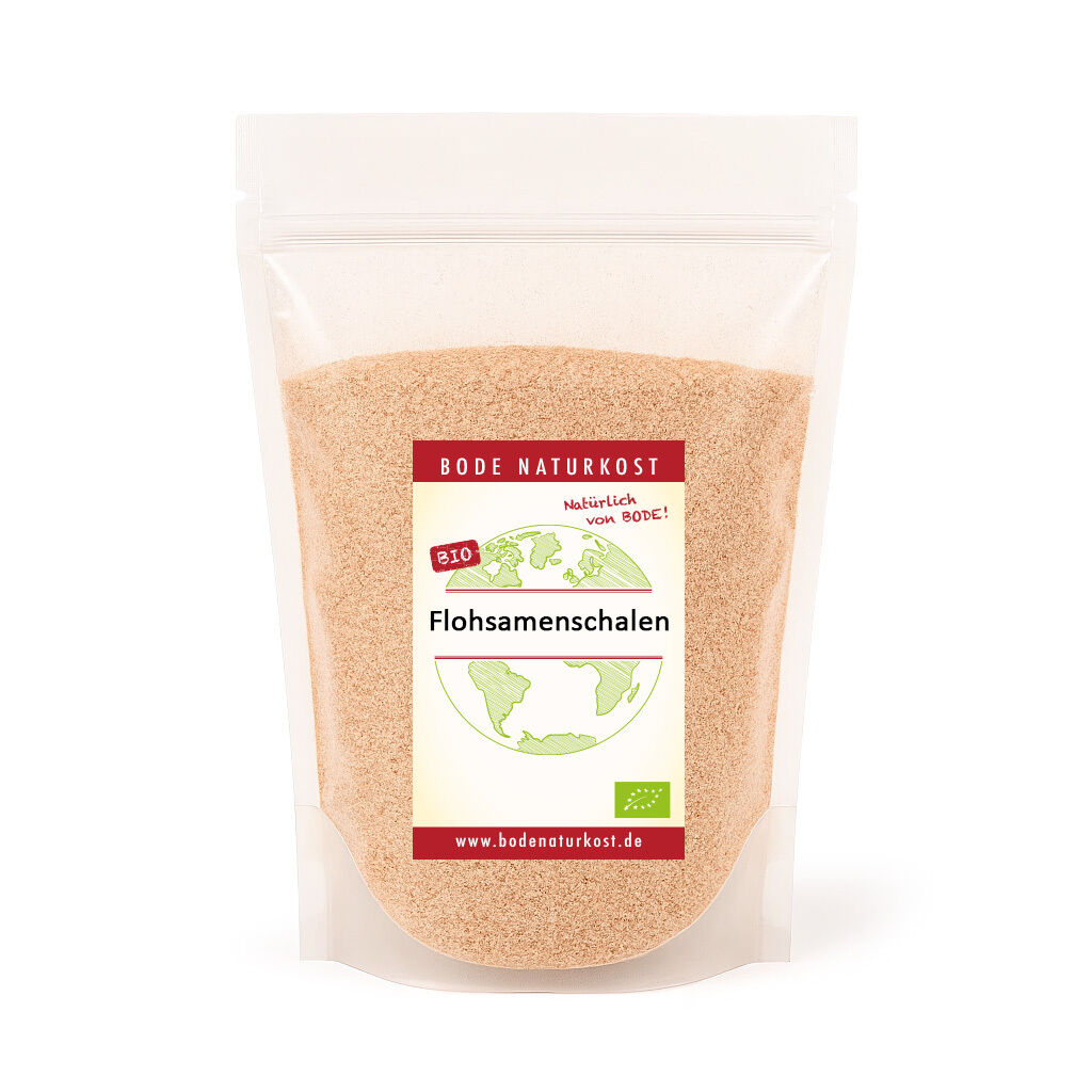 Organic psyllium husk powder in resealable pouch