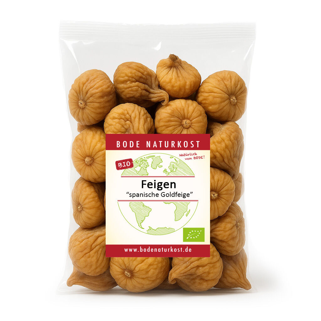 Clear bag of organic dried Spanish golden figs