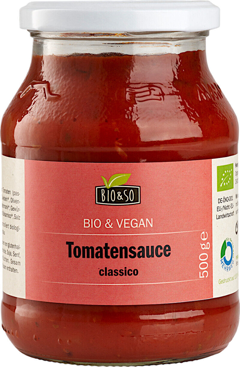 Classic Tomato Sauce Bio&So 6x500g - Organic