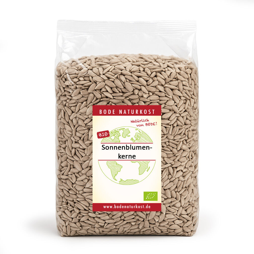 Clear bag of organic sunflower seeds