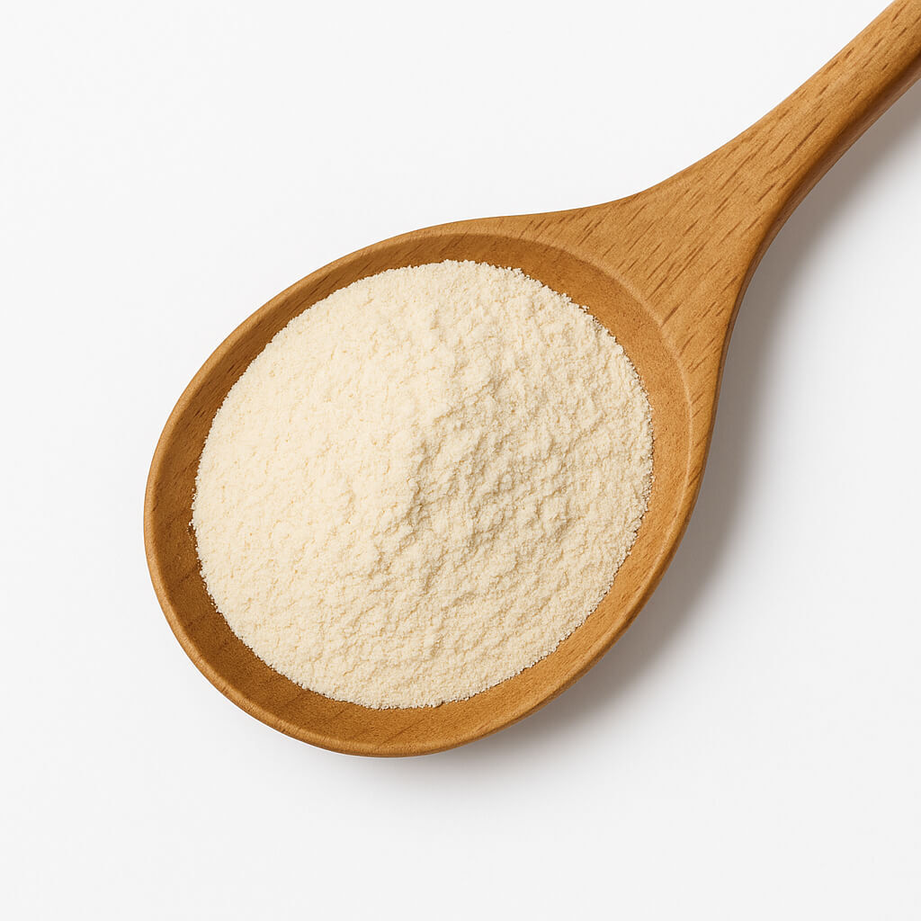 Wooden spoon with fine white powder