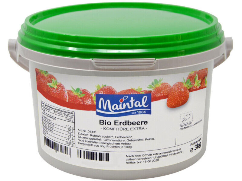 Organic Strawberry Jam Maintal 3kg with German Organic Sugar