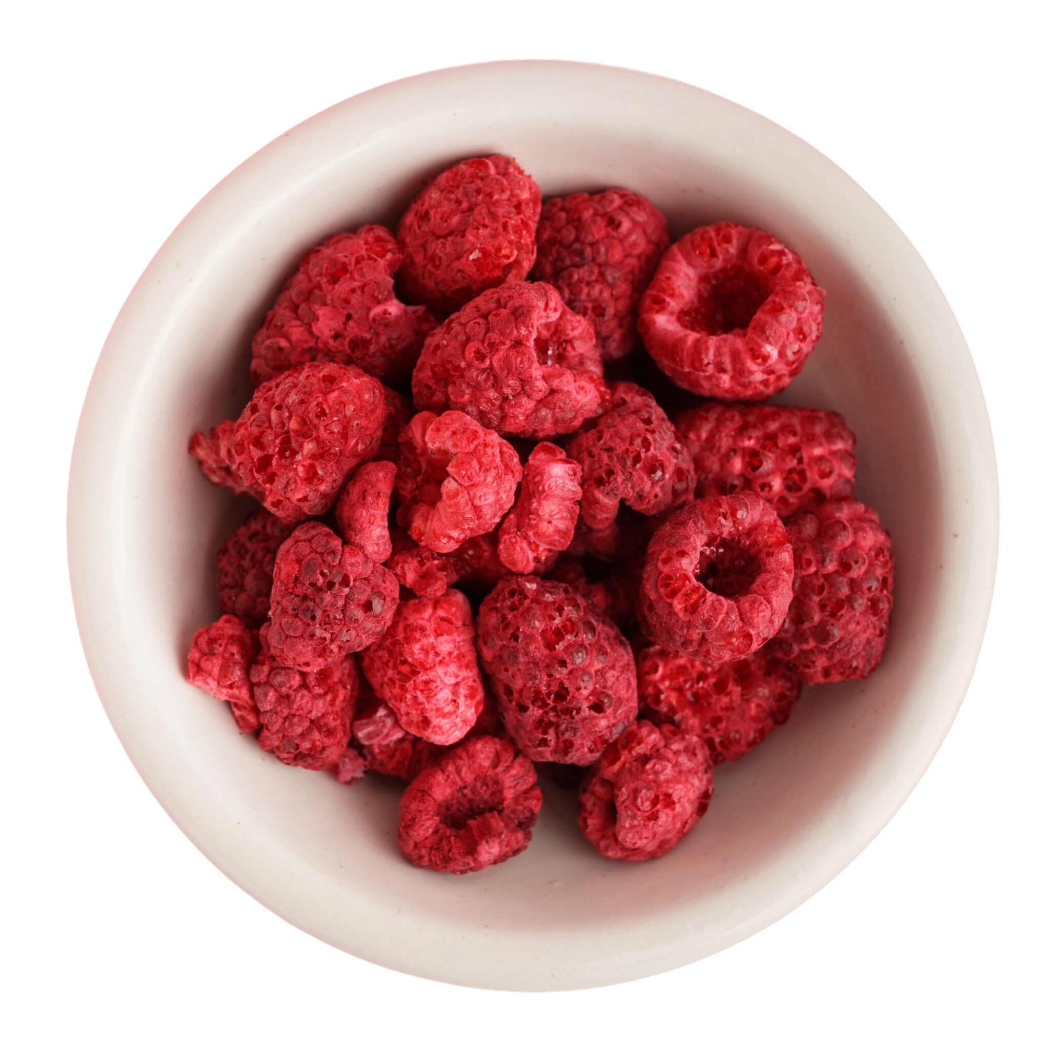 Ganze gefriergetrocknete Bio-Himbeeren in Schale