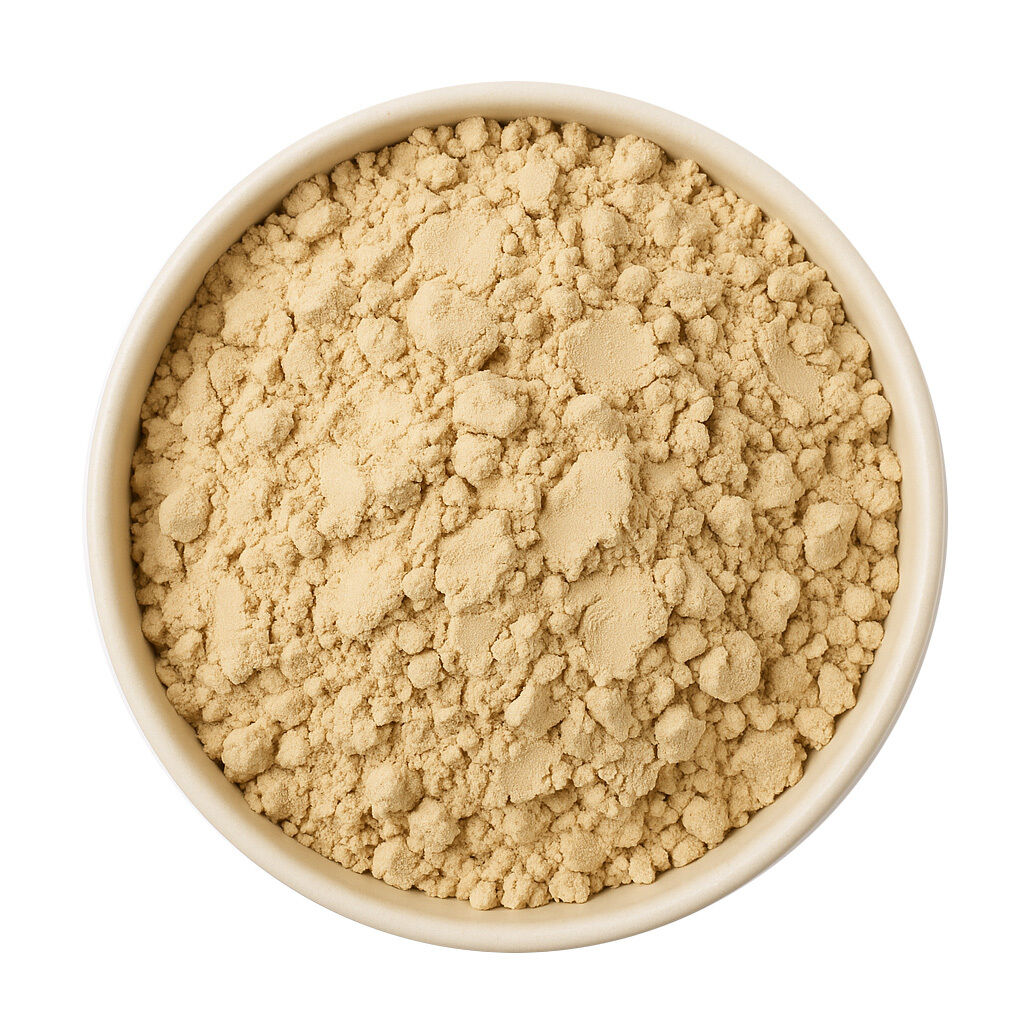 Top view bowl of beige powder